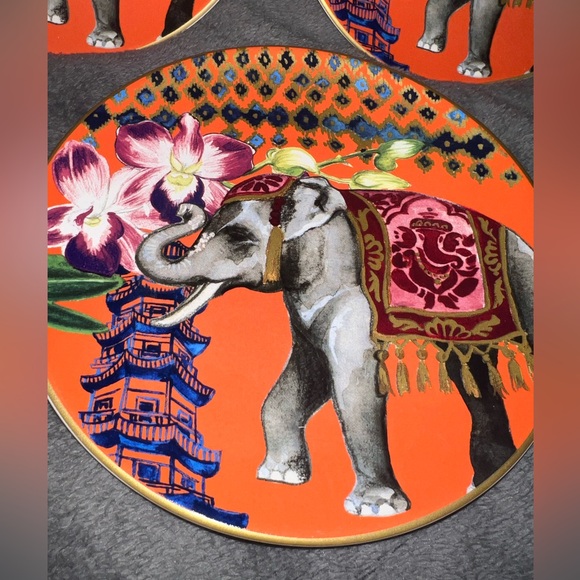 Williams Sonoma RAJ Thai Palace Salad Plates Set of 5 Elephant Very Hard To Find - Picture 7 of 14